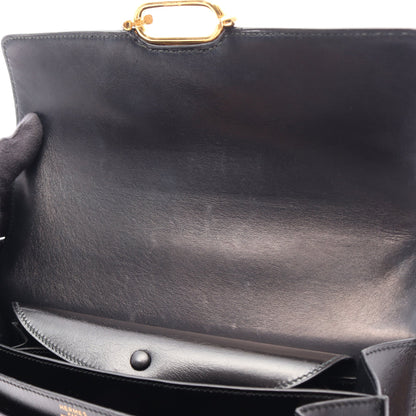 フォンスベル ショルダーバッグ ボックスカーフ ブラック ゴールド金具 ○T刻印 エルメス バッグ HERMES