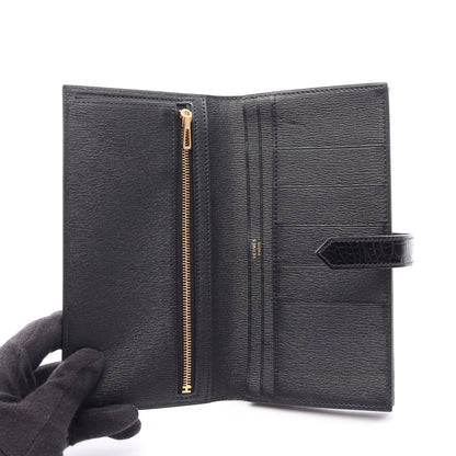 ベアンスフレ 二つ折り長財布 アリゲーターリセ ブラック ゴールド金具 Y刻印 エルメス 財布・小物 HERMES