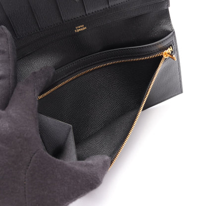 ベアンスフレ 二つ折り長財布 アリゲーターリセ ブラック ゴールド金具 Y刻印 エルメス 財布・小物 HERMES