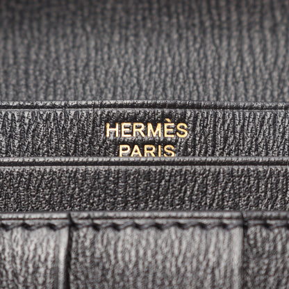 ベアンスフレ 二つ折り長財布 アリゲーターリセ ブラック ゴールド金具 Y刻印 エルメス 財布・小物 HERMES
