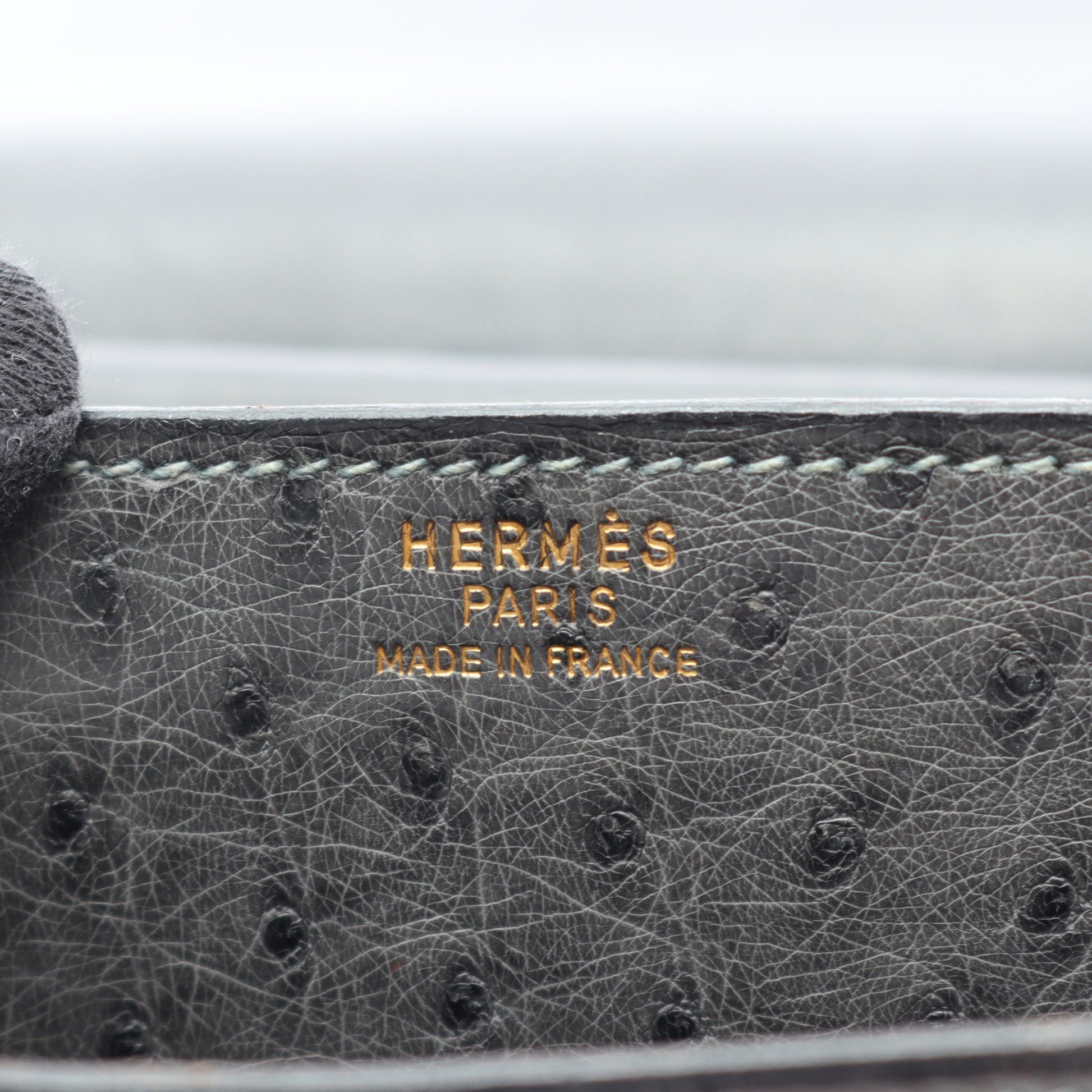 リングドゥ ショルダーバッグ オーストリッチ グレー ゴールド金具 ○N刻印 エルメス バッグ HERMES