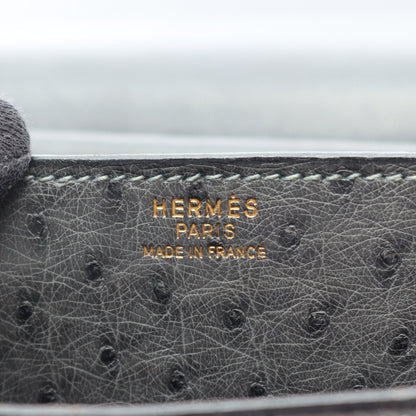 リングドゥ ショルダーバッグ オーストリッチ グレー ゴールド金具 ○N刻印 エルメス バッグ HERMES