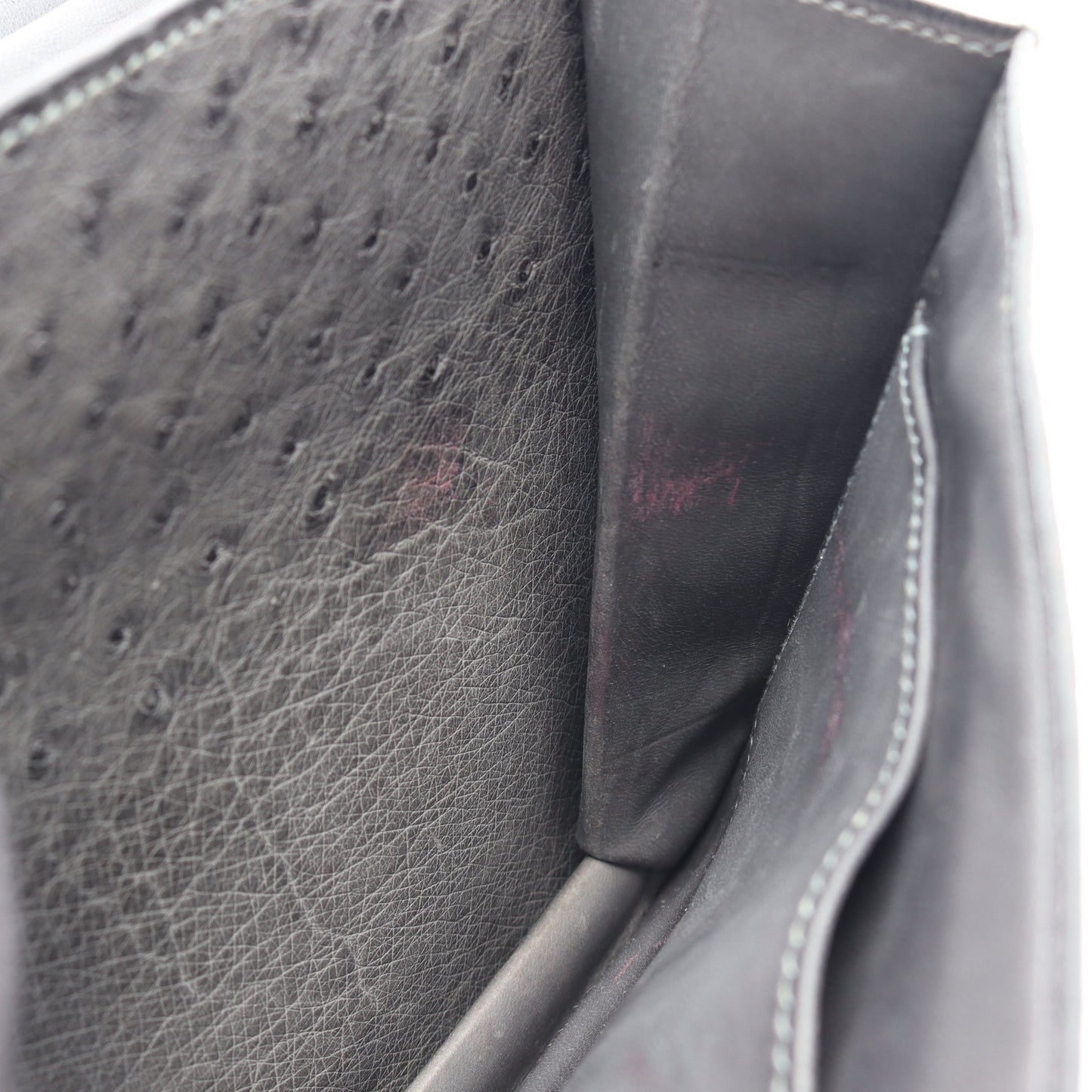 リングドゥ ショルダーバッグ オーストリッチ グレー ゴールド金具 ○N刻印 エルメス バッグ HERMES