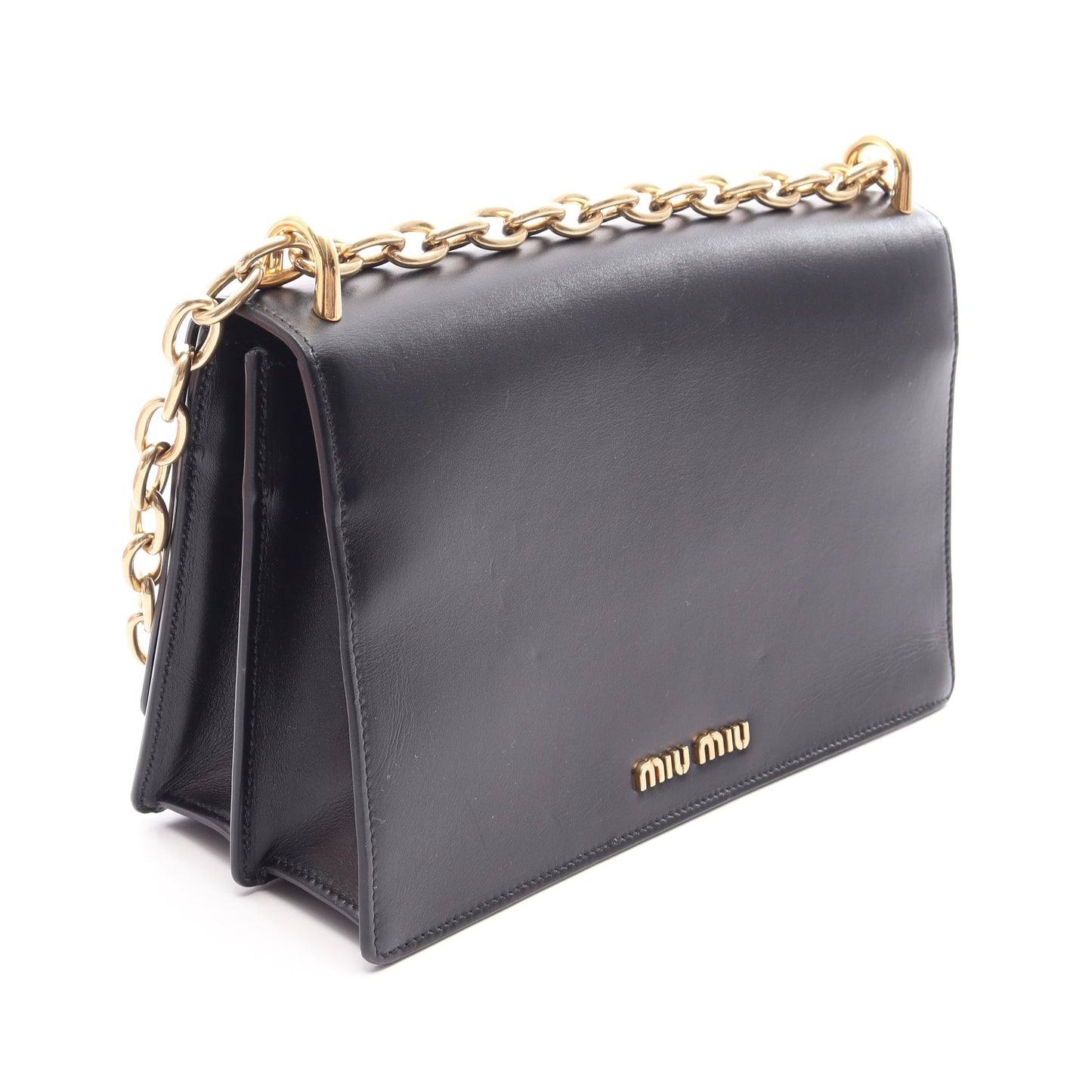 チェーンショルダーバッグ レザー ブラック ミュウミュウ バッグ miu miu