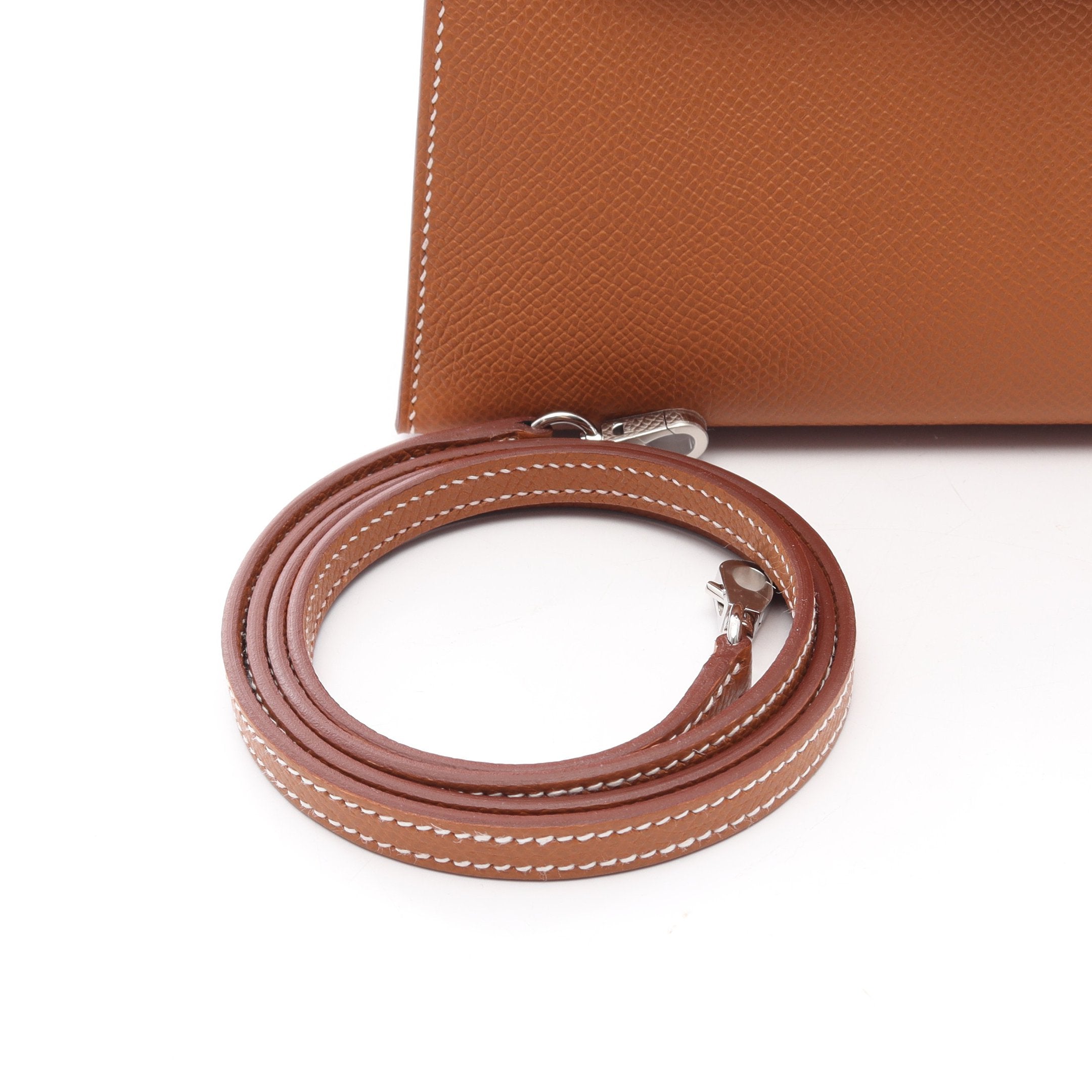 美品 エレファントレザー 2way ショルダーバッグ ゴールド金具 モカブラウン ミニケリー2 ゴールド 2WAY ハンドバッグ ヴォーエプソン ブラウン