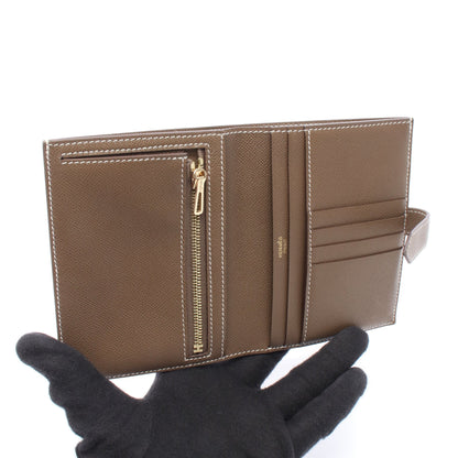 ベアンコンパクト エトゥープ 二つ折り財布 ヴォーマダム グレーブラウン ゴールド金具 K刻印 エルメス 財布・小物 HERMES