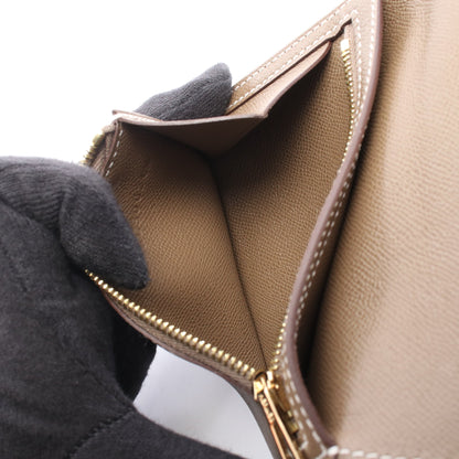 ベアンコンパクト エトゥープ 二つ折り財布 ヴォーマダム グレーブラウン ゴールド金具 K刻印 エルメス 財布・小物 HERMES