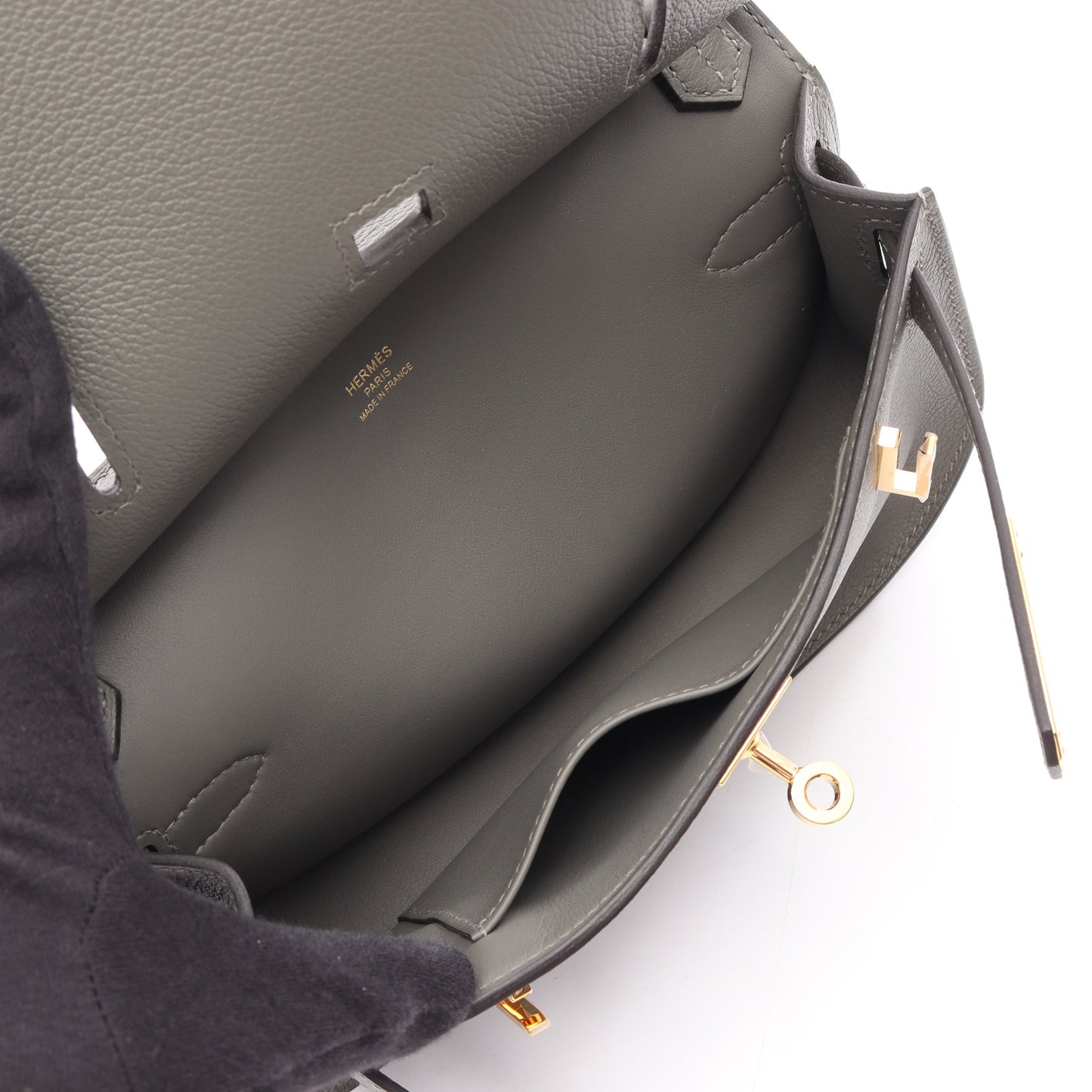 ジプシエール ミニ グリメイヤー ショルダーバッグ エバーカラー グレー ゴールド金具 K刻印 エルメス