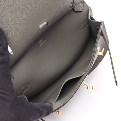 ジプシエール ミニ グリメイヤー ショルダーバッグ エバーカラー グレー ゴールド金具 K刻印 エルメス