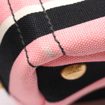 CANAPA RIGHE カナパ 2WAY ハンドバッグ トートバッグ キャンバス ピンク ブラック プラダ バッグ PRADA