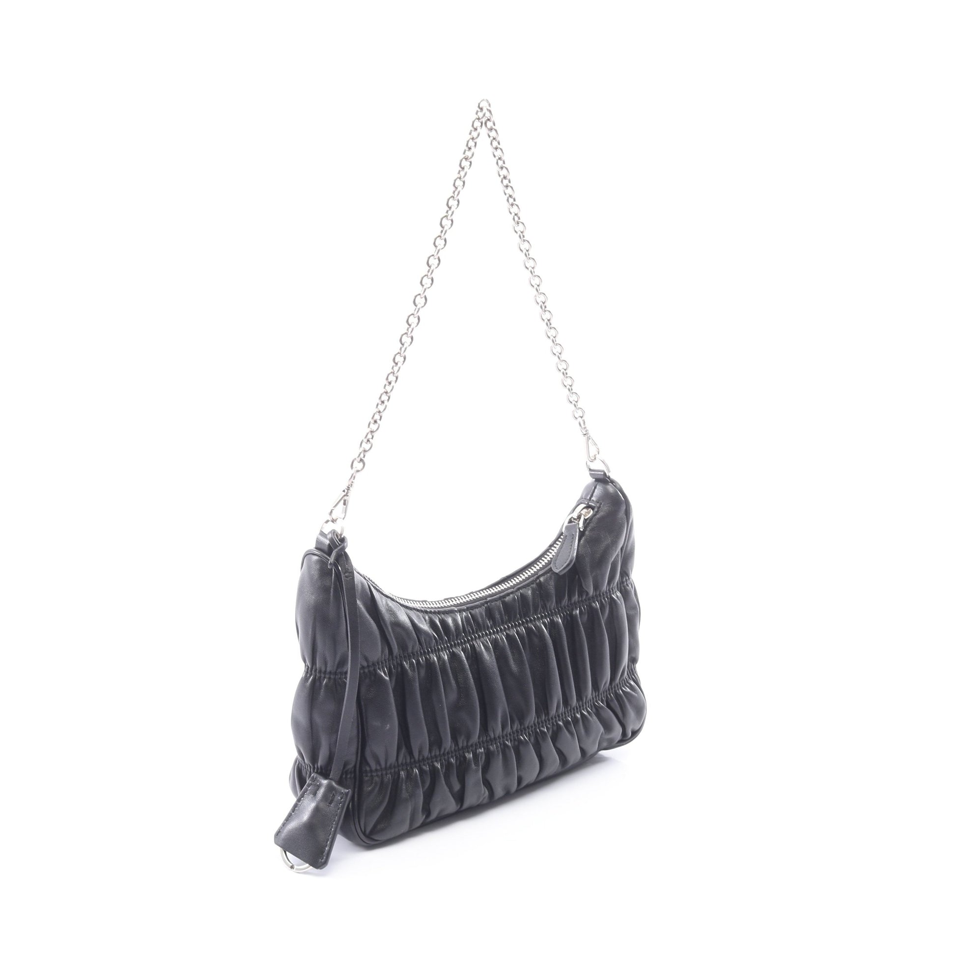 Re-Edition 2005 2WAY チェーンショルダーバッグ レザー ブラック プラダ バッグ PRADA