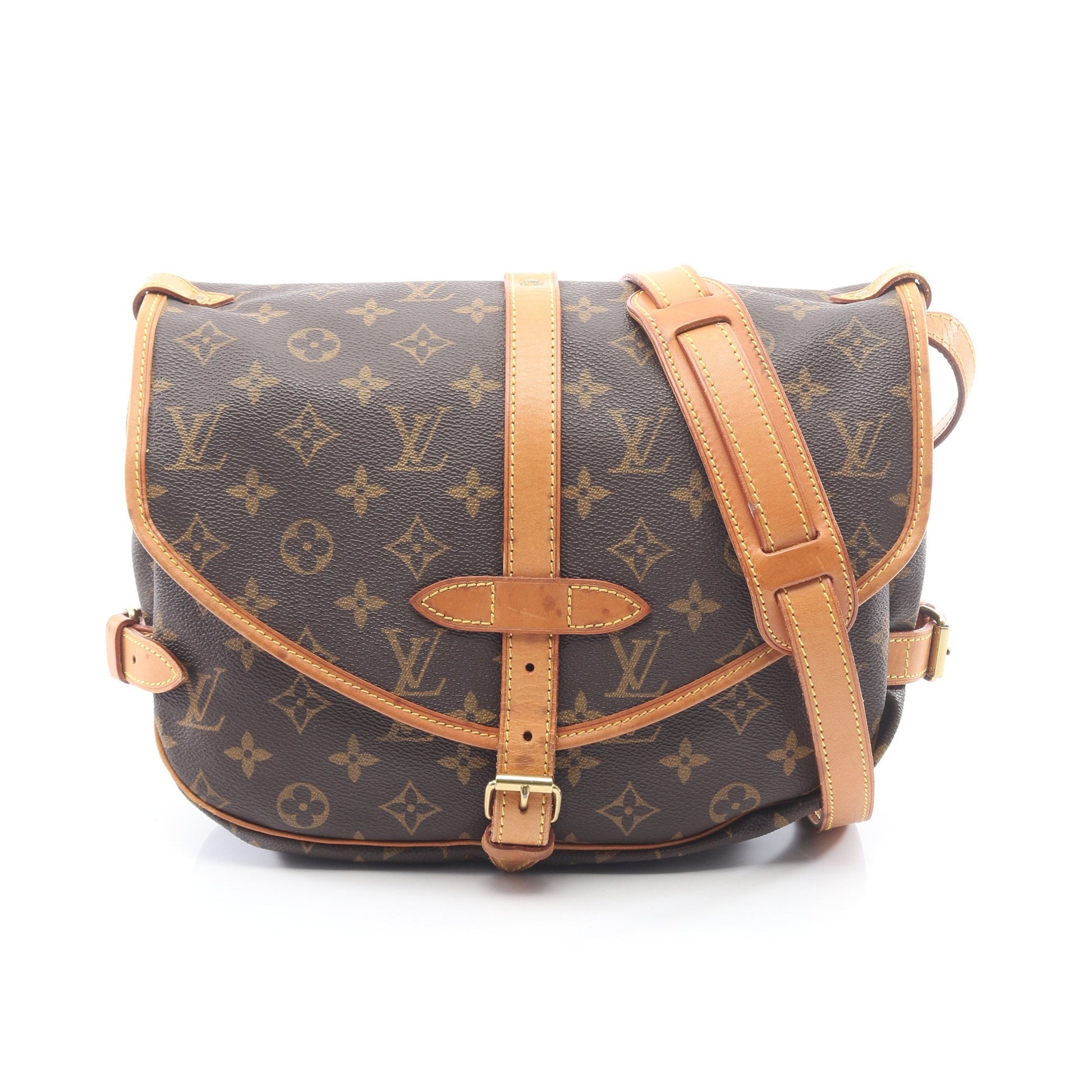 ソミュール30 モノグラム ショルダーバッグ PVC レザー ブラウン ルイヴィトン バッグ LOUIS VUITTON