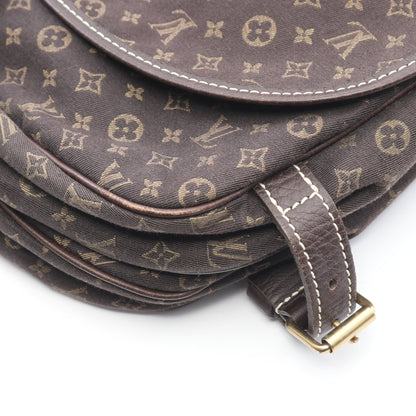 ソミュール モノグラムミニラン エベヌ ショルダーバッグ キャンバス レザー ダークブラウン ルイヴィトン バッグ LOUIS VUITTON