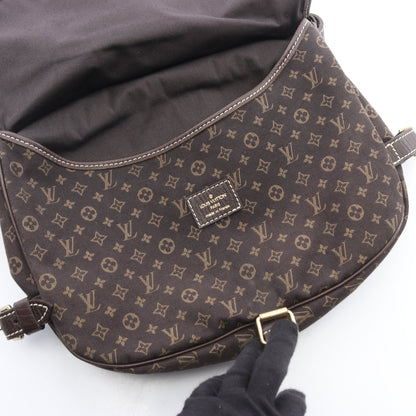 ソミュール モノグラムミニラン エベヌ ショルダーバッグ キャンバス レザー ダークブラウン ルイヴィトン バッグ LOUIS VUITTON