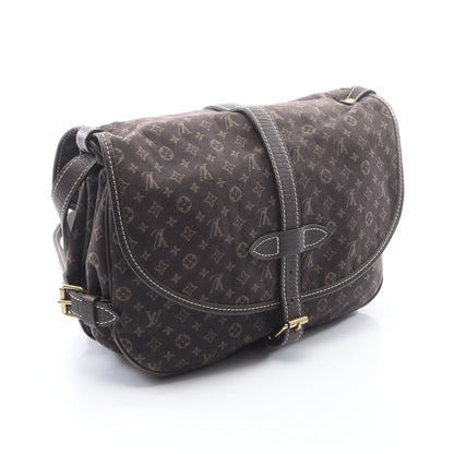 ソミュール モノグラムミニラン エベヌ ショルダーバッグ キャンバス レザー ダークブラウン ルイヴィトン バッグ LOUIS VUITTON