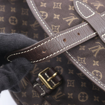 ソミュール モノグラムミニラン エベヌ ショルダーバッグ キャンバス レザー ダークブラウン ルイヴィトン バッグ LOUIS VUITTON