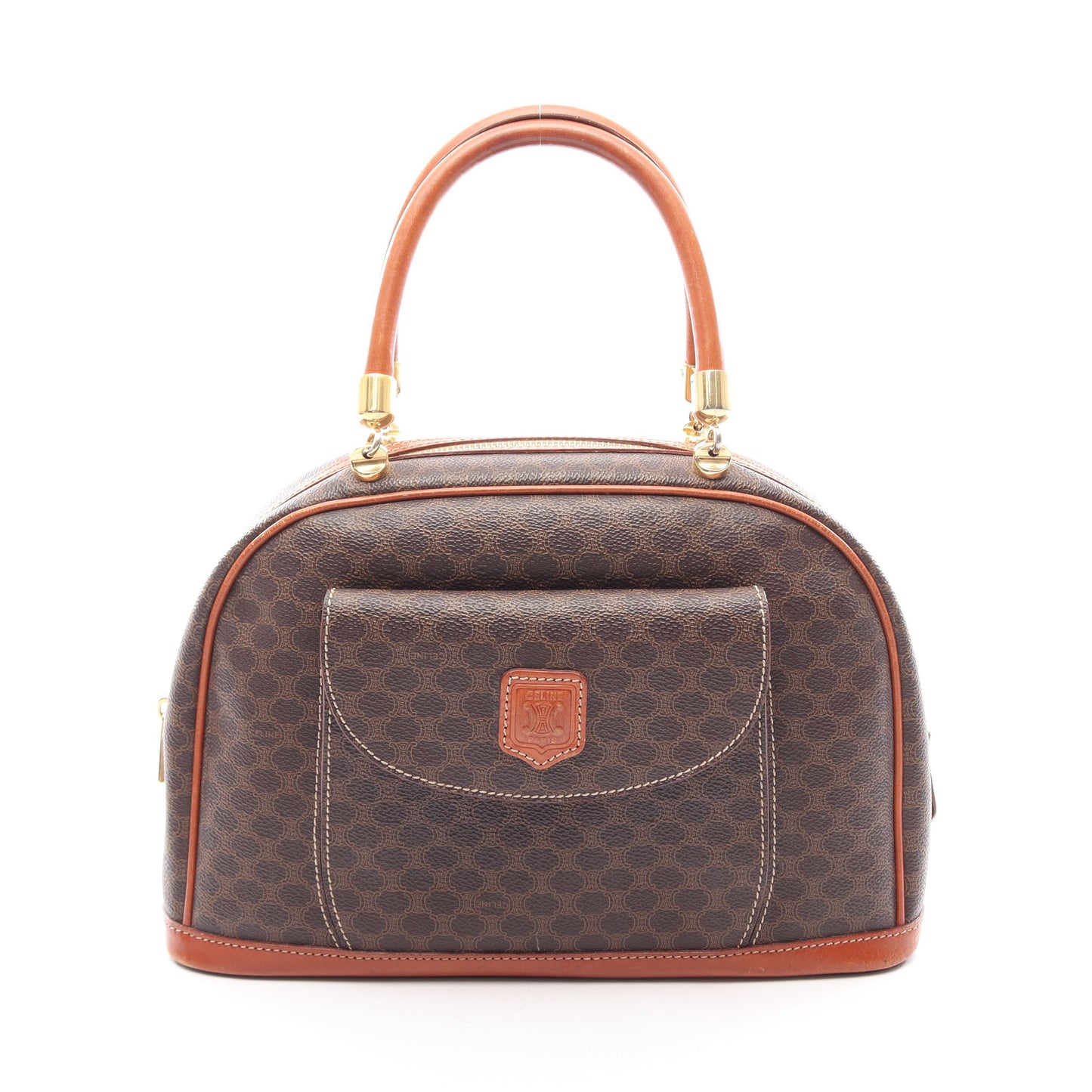 マカダム ハンドバッグ PVC レザー ダークブラウン ブラウン セリーヌ バッグ CELINE