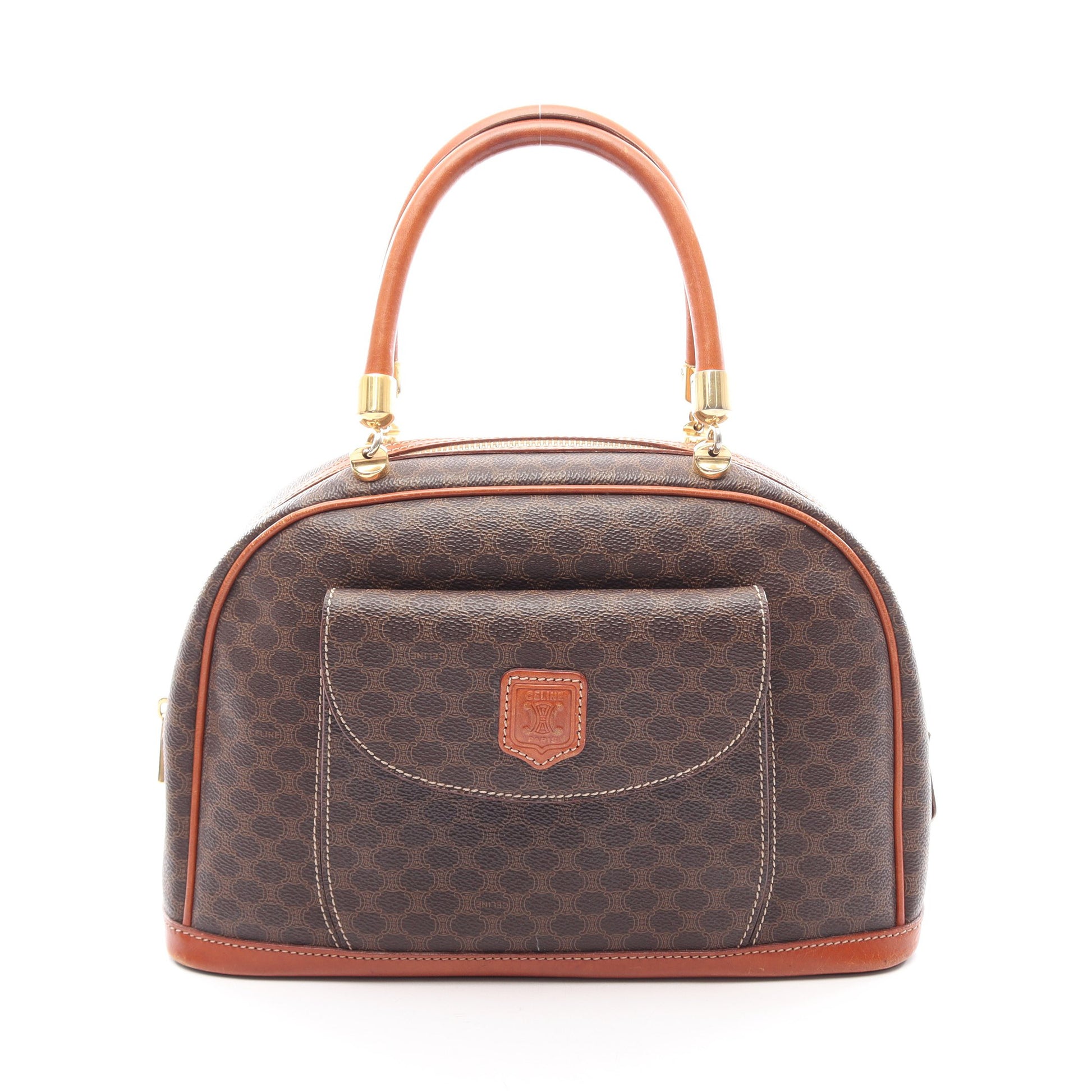 マカダム ハンドバッグ PVC レザー ダークブラウン ブラウン セリーヌ バッグ CELINE