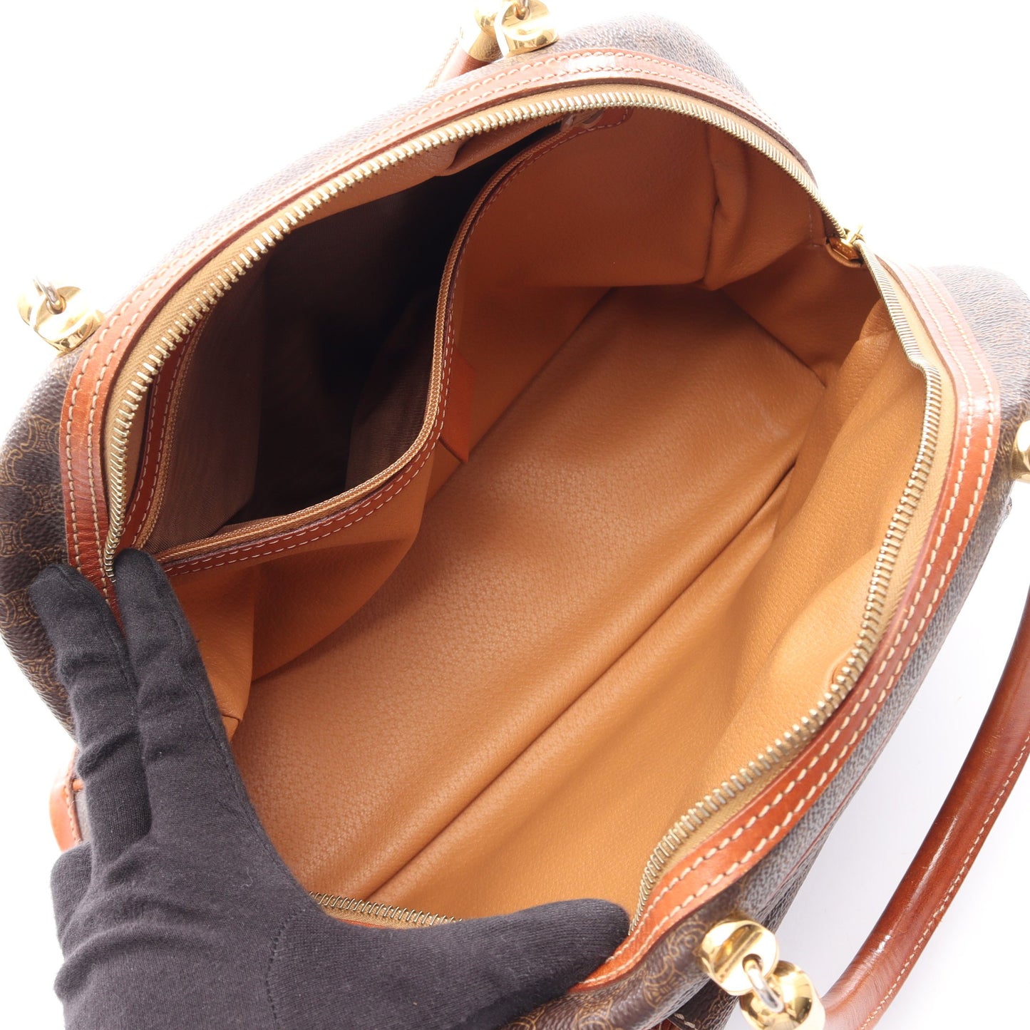 マカダム ハンドバッグ PVC レザー ダークブラウン ブラウン セリーヌ バッグ CELINE