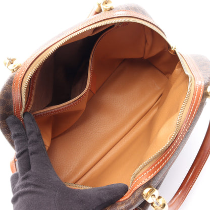 マカダム ハンドバッグ PVC レザー ダークブラウン ブラウン セリーヌ バッグ CELINE