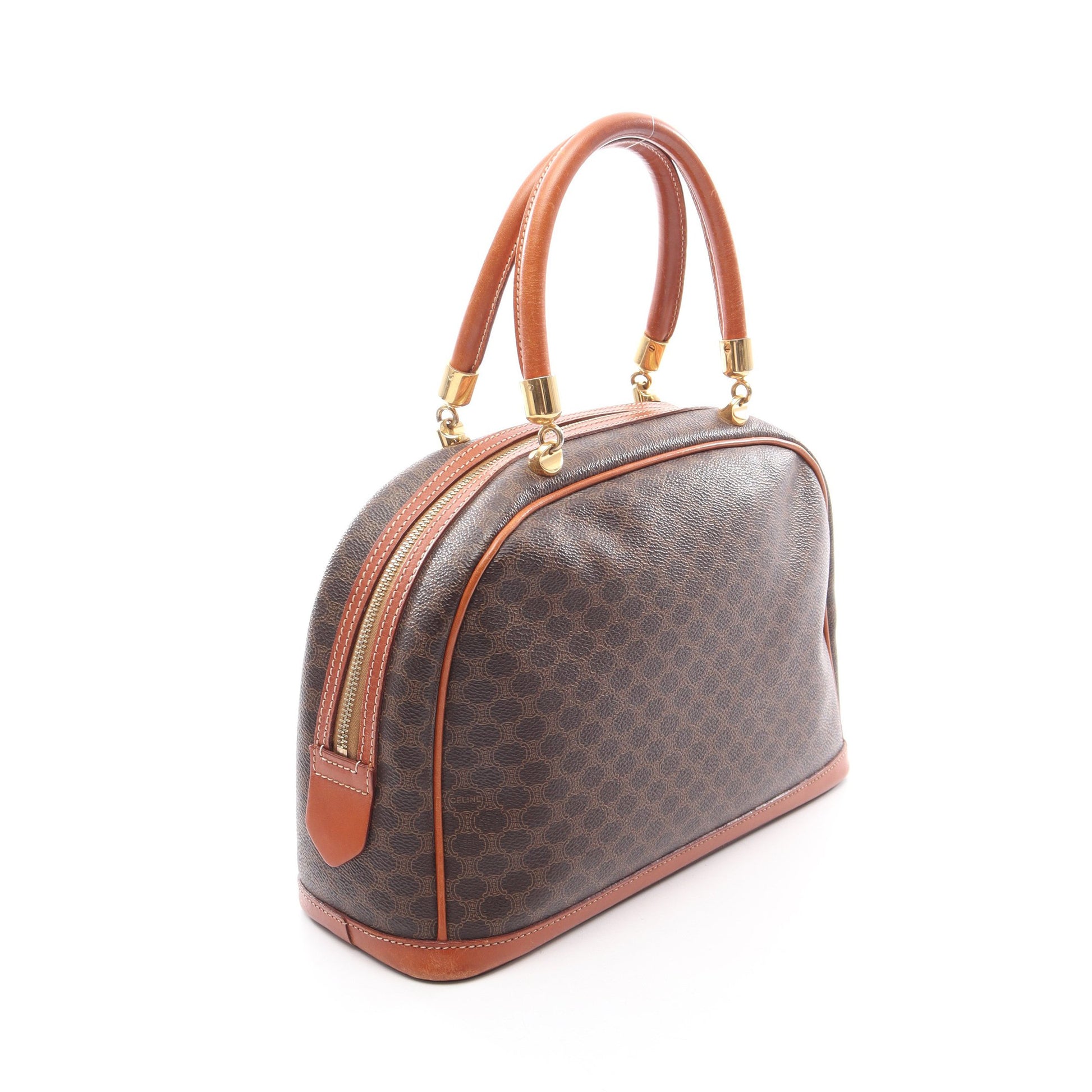 マカダム ハンドバッグ PVC レザー ダークブラウン ブラウン セリーヌ バッグ CELINE