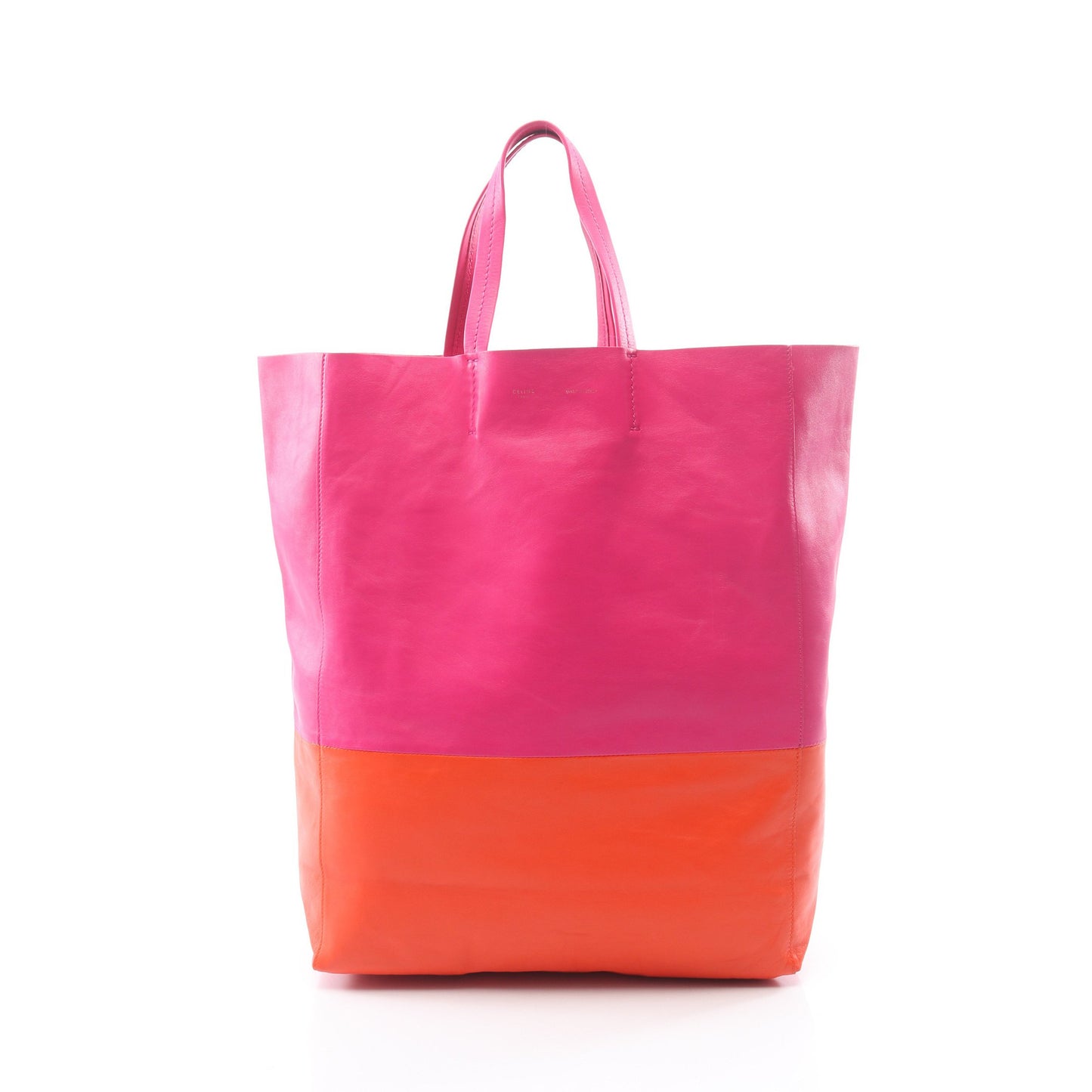 ホリゾンタルカバ ハンドバッグ トートバッグ レザー ピンクパープル オレンジ セリーヌ バッグ CELINE