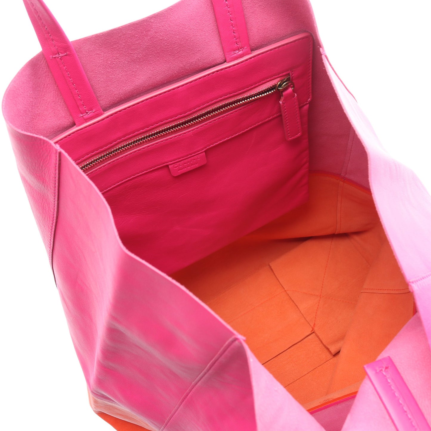 ホリゾンタルカバ ハンドバッグ トートバッグ レザー ピンクパープル オレンジ セリーヌ バッグ CELINE