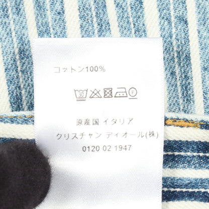 ストライプ デニムパンツ コットン インディゴブルー ホワイト クリスチャンディオール