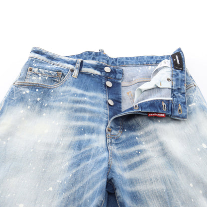 SKATER JEANS ダメージ加工 デニムパンツ コットン ライトブルー ディースクエアード