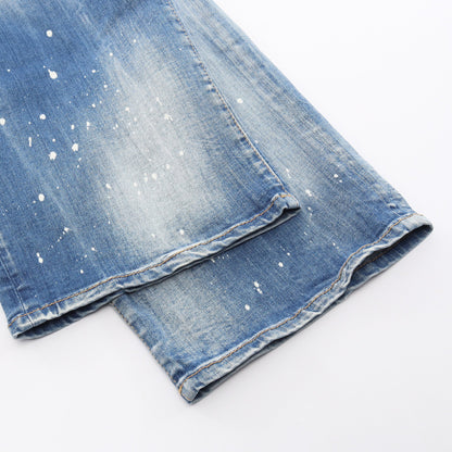 SKATER JEANS ダメージ加工 デニムパンツ コットン ライトブルー ディースクエアード