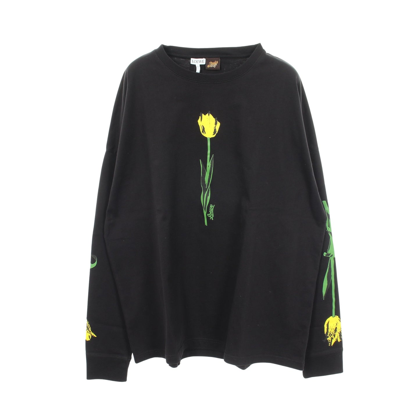 PAULA'S IBIZA チューリップ 長袖Tシャツ コットン ブラック イエロー グリーン ロエベ