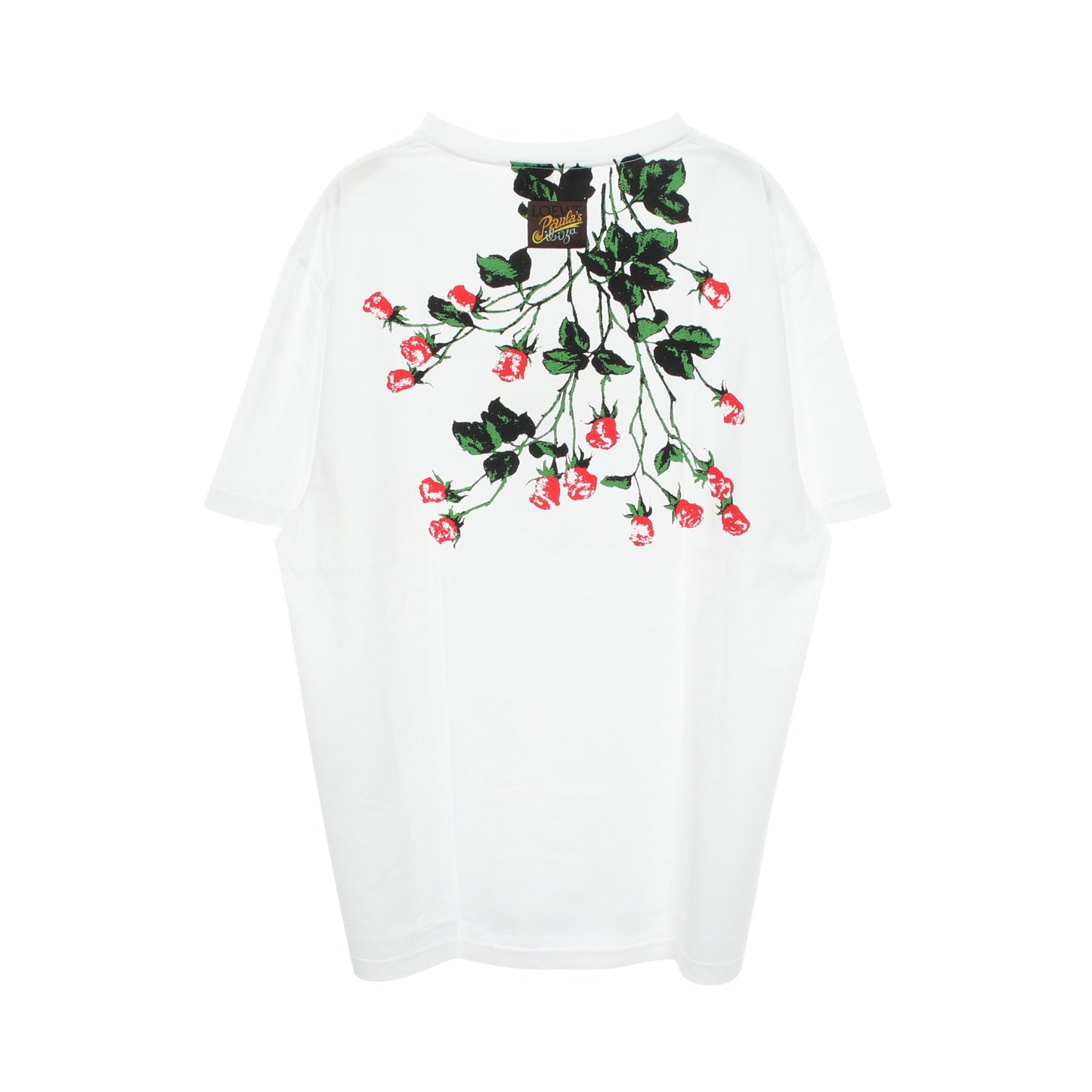 PAULA'S IBIZA ローズプリント 半袖Tシャツ コットン ホワイト レッド グリーン ロエベ
