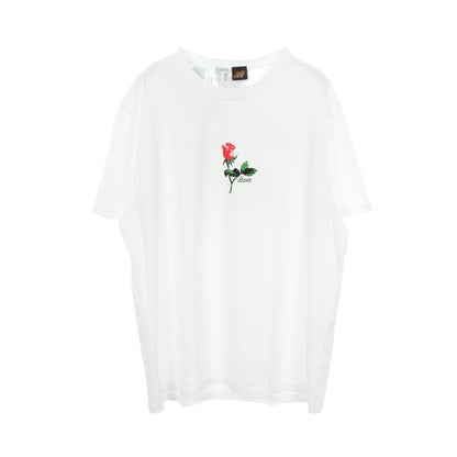 PAULA'S IBIZA ローズプリント 半袖Tシャツ コットン ホワイト レッド グリーン ロエベ