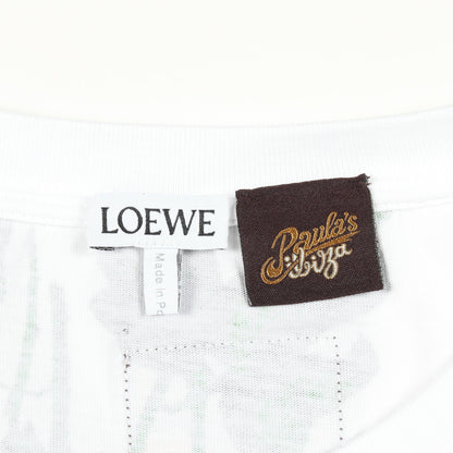PAULA'S IBIZA ローズプリント 半袖Tシャツ コットン ホワイト レッド グリーン ロエベ