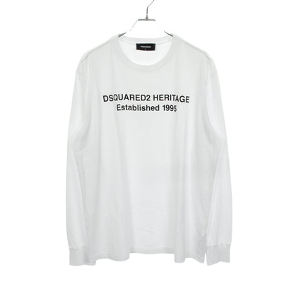 ロゴプリント 長袖Tシャツ コットン ホワイト ディースクエアード