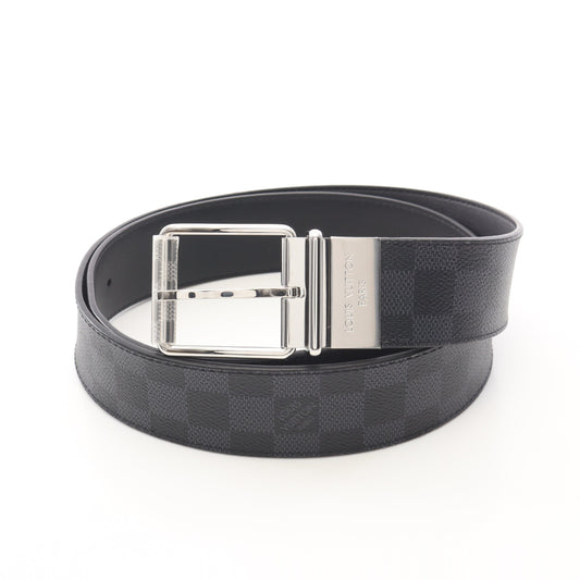 サンチュール ダミエプリント 40MM ダミエグラフィット シルバー金具 リバーシブル ベルト PVC レザー ブラック ルイヴィトン 財布・小物 LOUIS VUITTON
