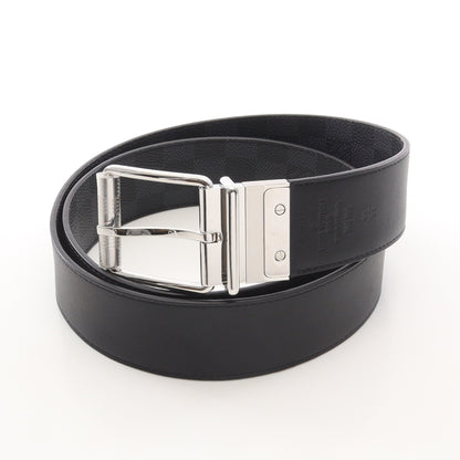 サンチュール ダミエプリント 40MM ダミエグラフィット シルバー金具 リバーシブル ベルト PVC レザー ブラック ルイヴィトン 財布・小物 LOUIS VUITTON