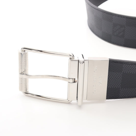 サンチュール ダミエプリント 40MM ダミエグラフィット シルバー金具 リバーシブル ベルト PVC レザー ブラック ルイヴィトン 財布・小物 LOUIS VUITTON