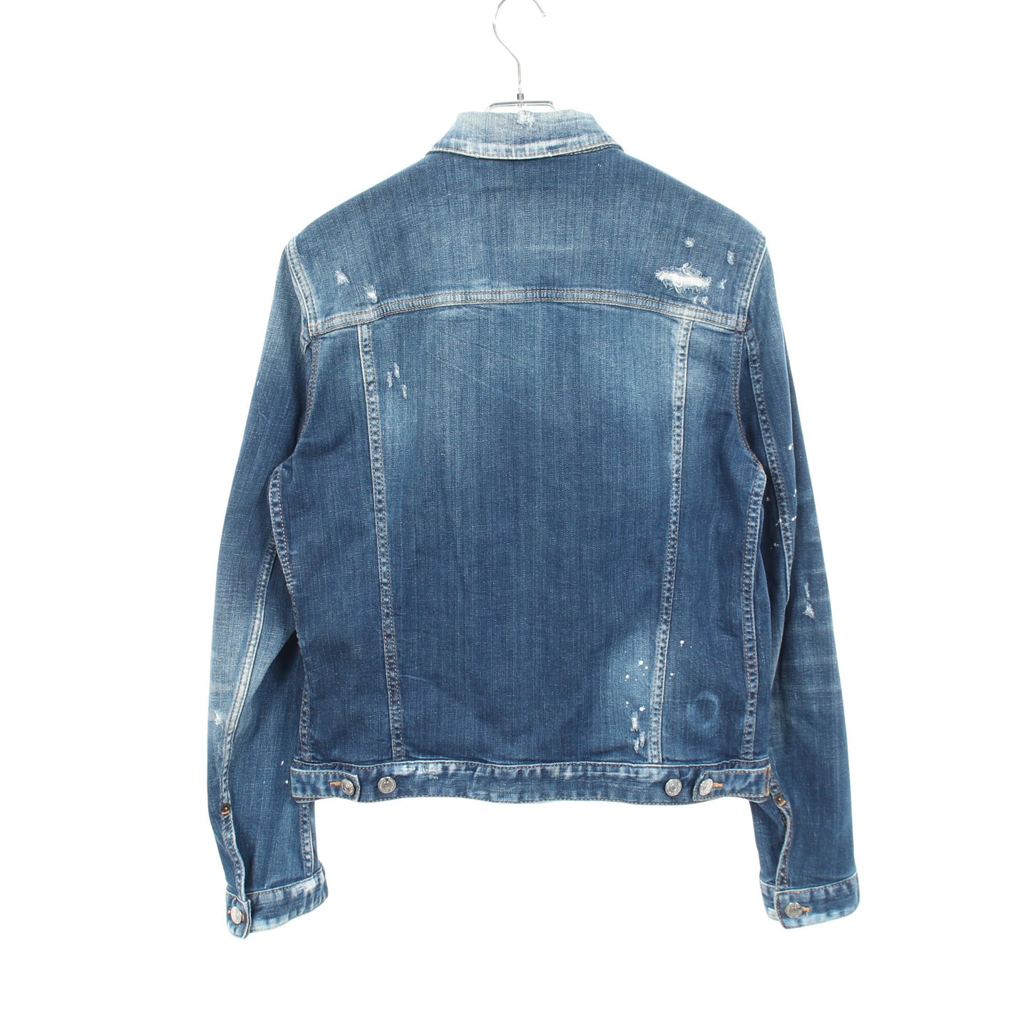 ダメージ加工 ペイント加工 デニムジャケット コットン インディゴブルー ディースクエアード アウター DSQUARED2