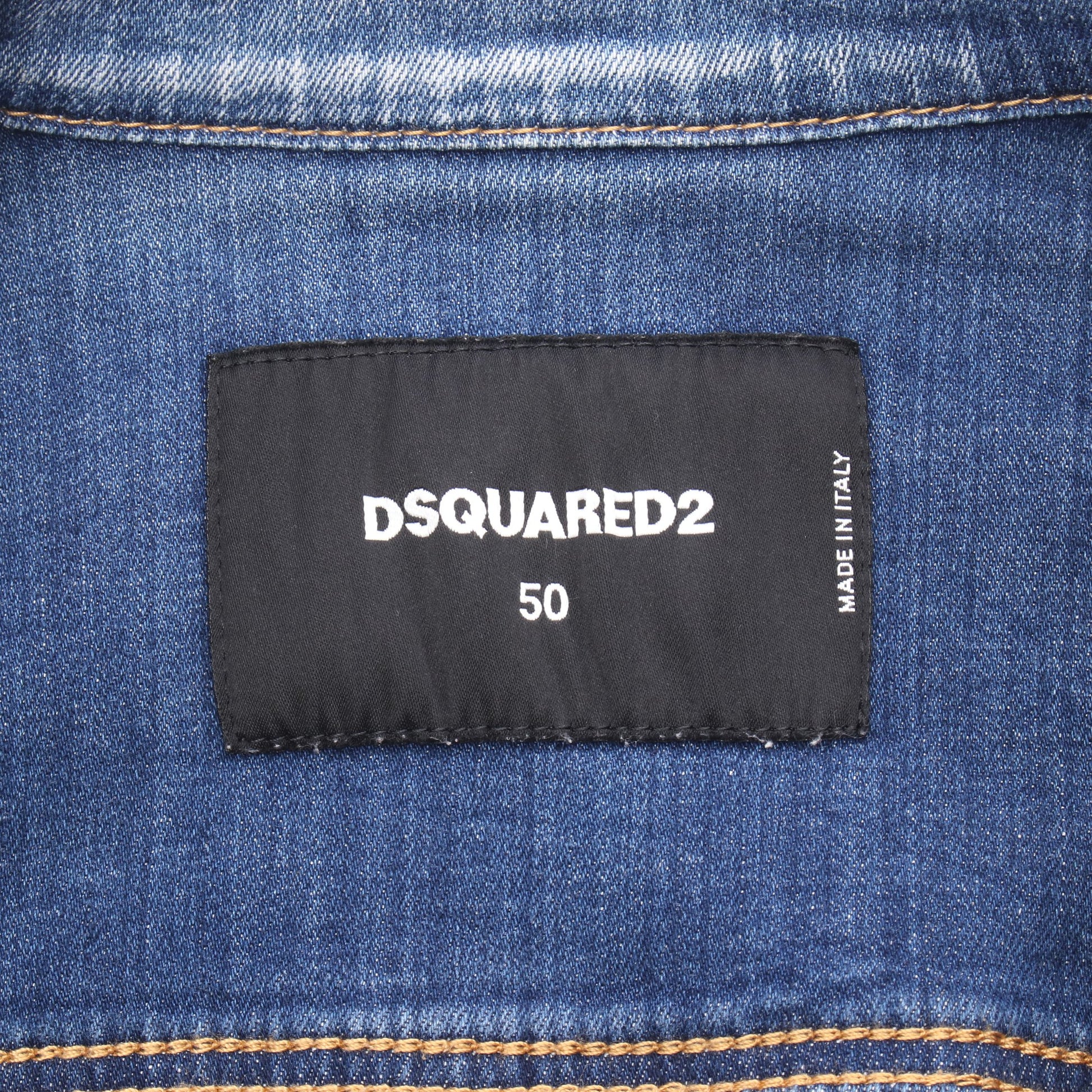 ダメージ加工 ペイント加工 デニムジャケット コットン インディゴブルー ディースクエアード アウター DSQUARED2
