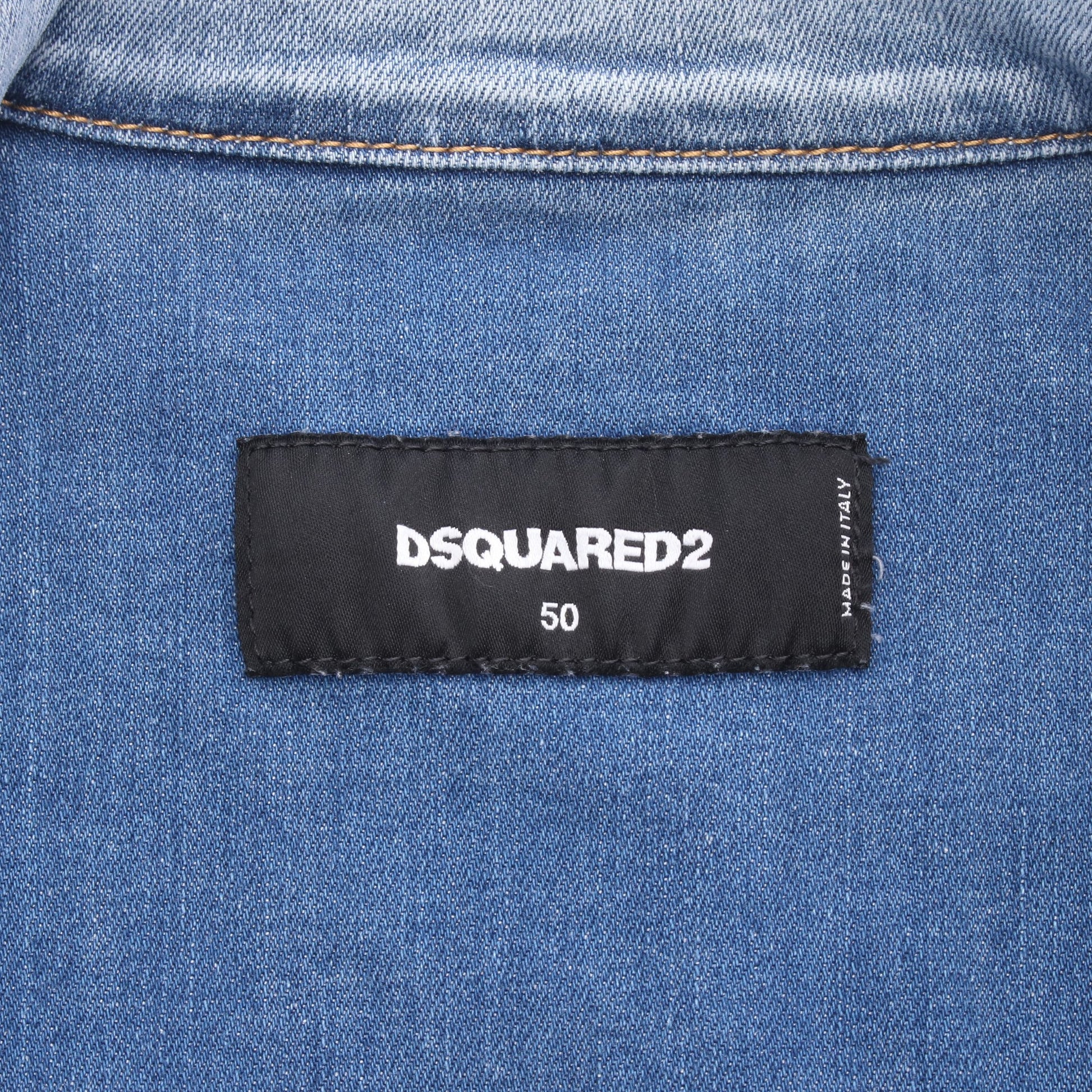 ダメージ加工 ペイント加工 デニムジャケット コットン ライトブルー ディースクエアード アウター DSQUARED2