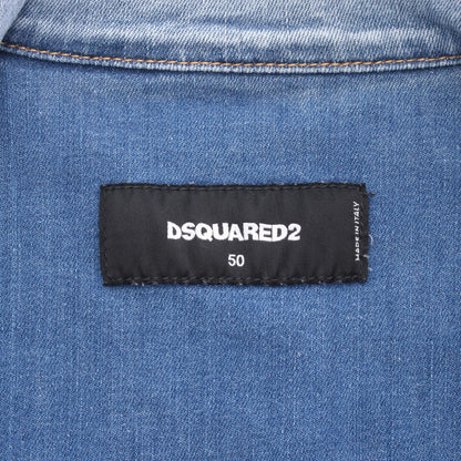 ダメージ加工 ペイント加工 デニムジャケット コットン ライトブルー ディースクエアード アウター DSQUARED2