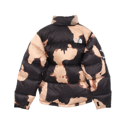 × THE NORTH FACE Bleached Denim Print Nuptse Jacket フード付き ダウンジャケット ナイロン ブラック ベージュ シュプリーム