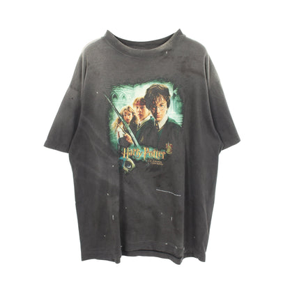 ムービープリント Harry Potter ダメージ加工 ユーズド加工 半袖Tシャツ コットン ダークグレー マルチカラー セント マイケル トップス SAINT MICHAEL