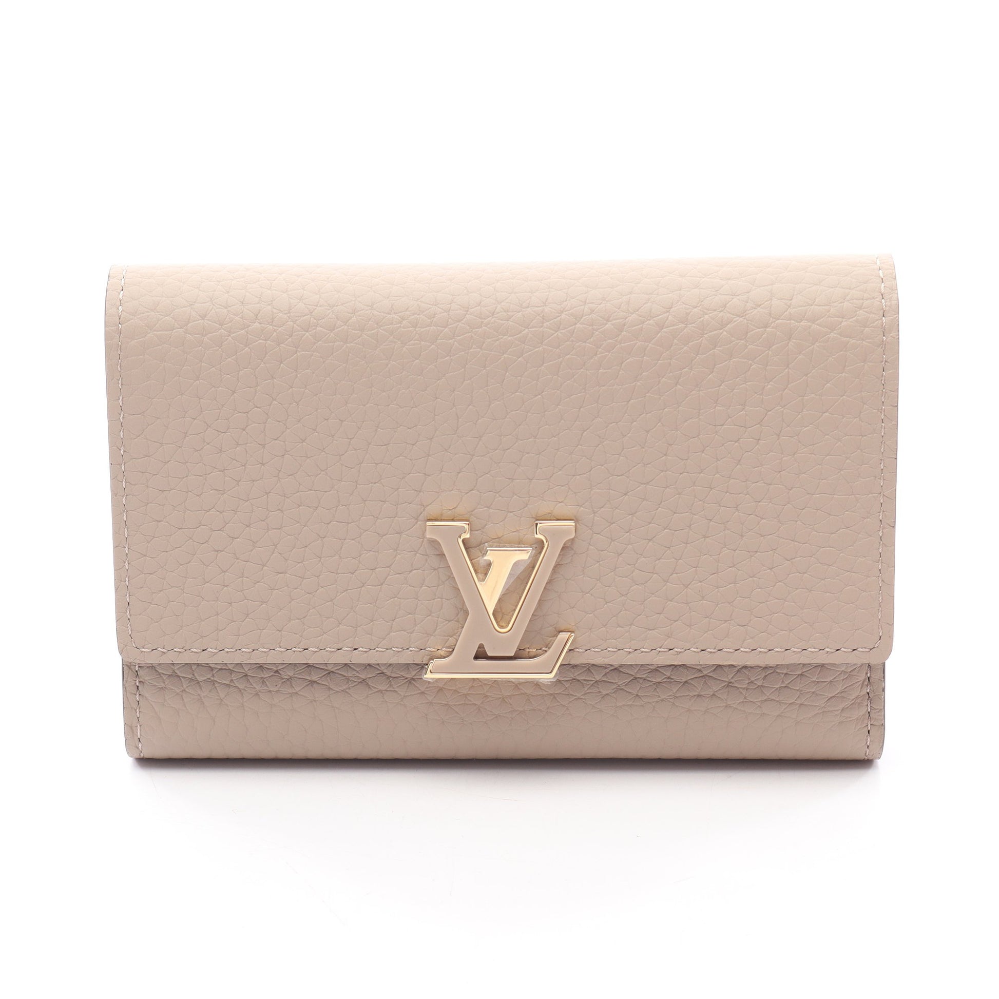 ポルトフォイユ カプシーヌ コンパクト ガレ 三つ折り財布 レザー グレーベージュ ルイヴィトン 財布・小物 LOUIS VUITTON