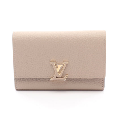 ポルトフォイユ カプシーヌ コンパクト ガレ 三つ折り財布 レザー グレーベージュ ルイヴィトン 財布・小物 LOUIS VUITTON