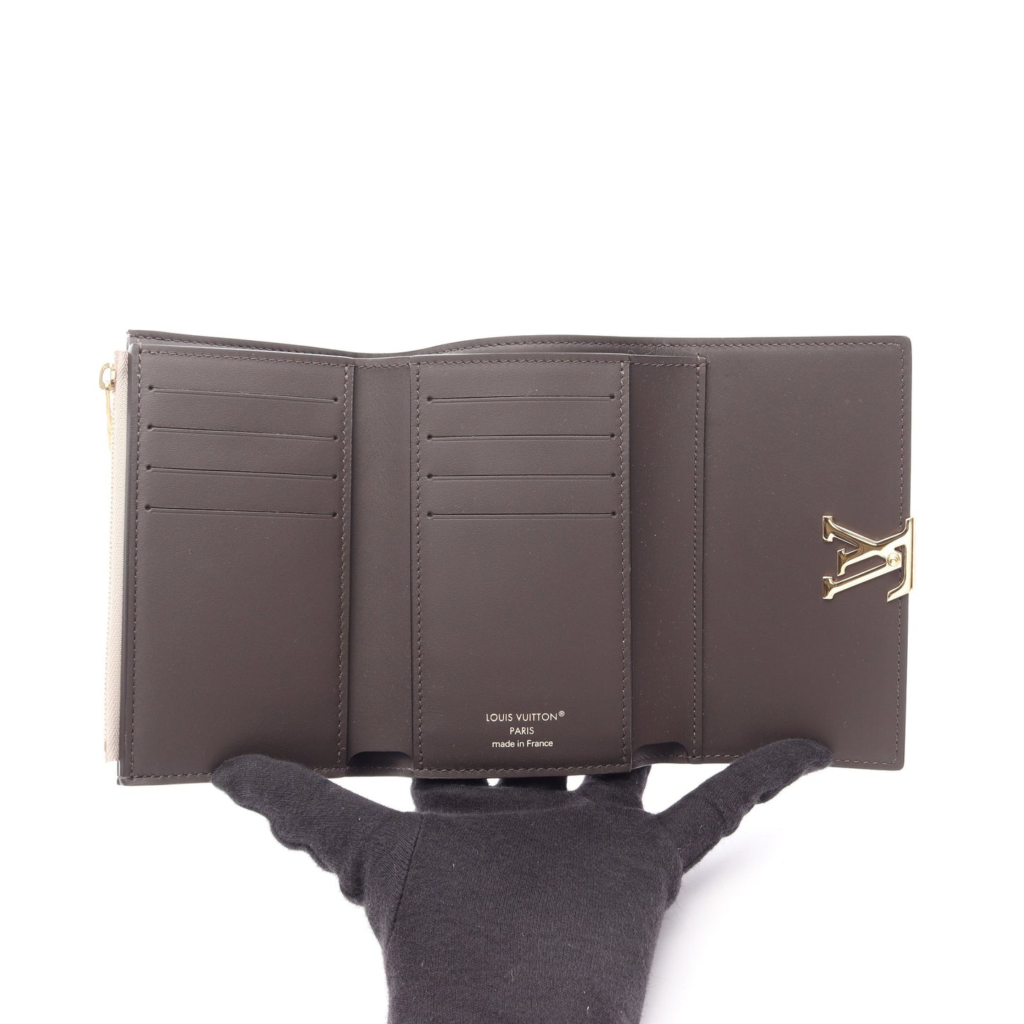 ポルトフォイユ カプシーヌ コンパクト ガレ 三つ折り財布 レザー グレーベージュ ルイヴィトン 財布・小物 LOUIS VUITTON