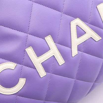 マトラッセ ボストンバッグ レザー パープル ホワイト ゴールド金具 シャネル バッグ CHANEL