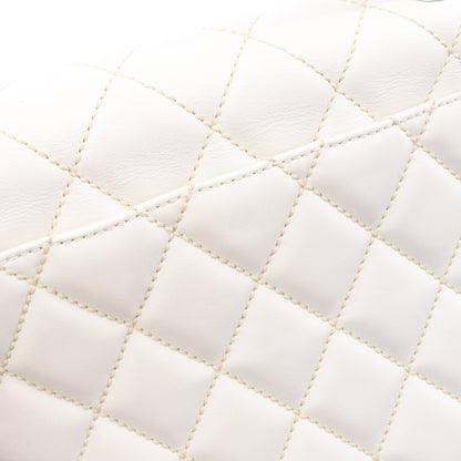 ワイルドステッチ トップハンドル ハンドバッグ レザー ホワイト ゴールド金具 シャネル バッグ CHANEL