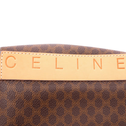 マカダム ハンドバッグ PVC レザー ダークブラウン ベージュ セリーヌ バッグ CELINE